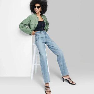 Wild Fable High Rise Straight Leg Jeans With Raw Cut Hem Light Wash